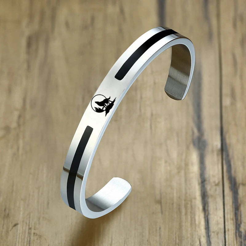 Viking Cuff Bangle Bracelet — Stainless Steel