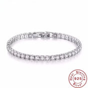 Silver-Tone Iced Out Tennis Bracelet — CZ 2-4MM