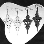 Gothic Cross Steel Earrings Satan Witch Big Hoop