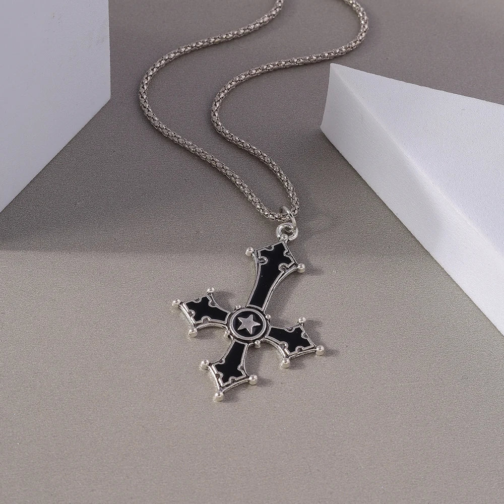 Gothic Skull Love Heart Necklace for Women Men Religious Crucifix Necklaces Punk Jewelry Gifts