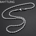 wholesale 3MM 925 sterling silver twisted rope chain necklace Men women Link necklace Fashion gift jewelry Wedding Party