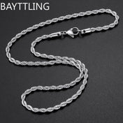 3MM Rope Chain Necklace — Silver-Tone