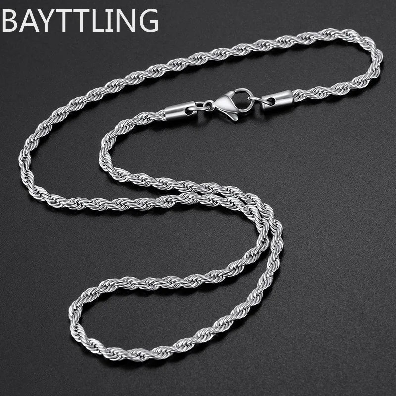 wholesale 3MM 925 sterling silver twisted rope chain necklace Men women Link necklace Fashion gift jewelry Wedding Party