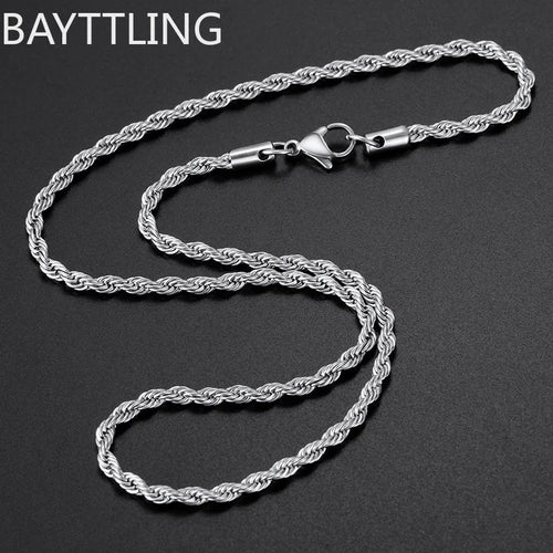 3MM 925 sterling silver twisted rope chain necklace Men women Link necklace Fashion gift jewelry Wedding Party