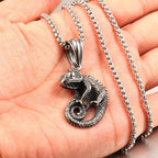 Gothic Stainless Steel Chameleon Pendant Necklace Punk Biker Animal Pendant Cool Men Fashion Jewelry Dropshipping Store