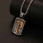 Viking Axe Rectangle Pendant Necklace for Men — Stainless Steel