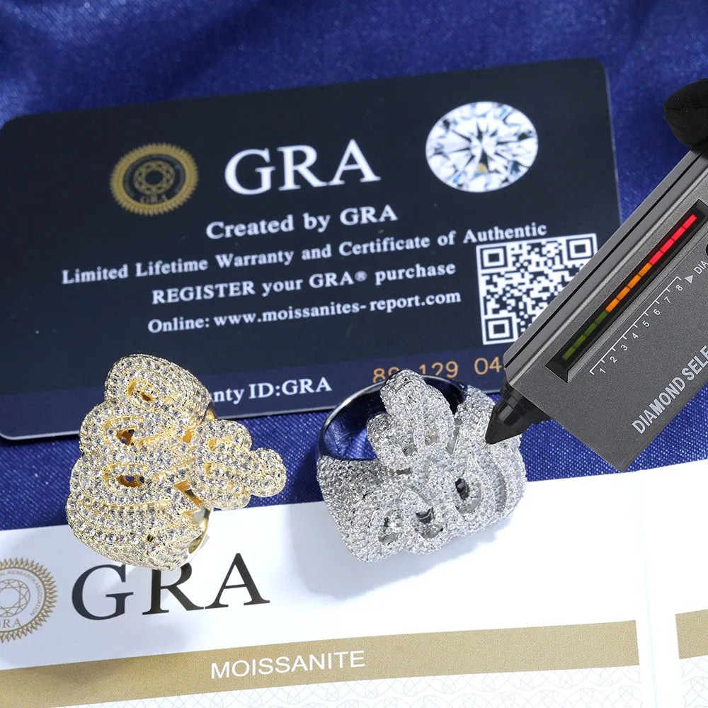 925 Silver VVS Moissanite Ring Iced Out