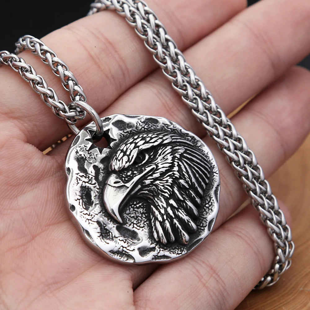Eagle Steel Pendant Vintage Head 316L American
