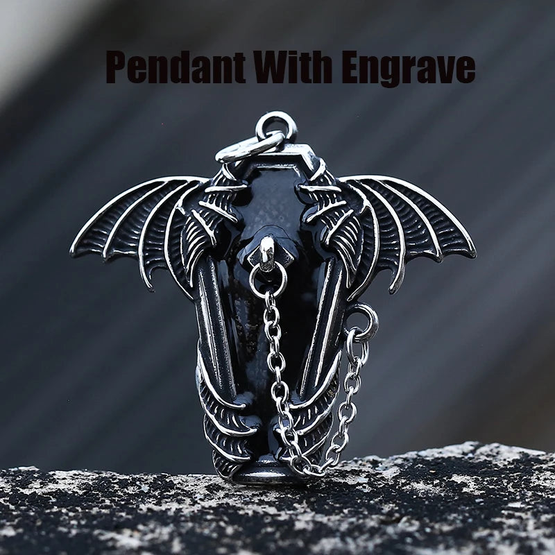 Gothic Bat Stainless Steel Pendant Necklace