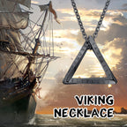 Vnox Norse Viking Pendant Necklaces, Men Twisted Stainless Steel Mobius Triangle Charm, Vegvisir Nordic Valknut