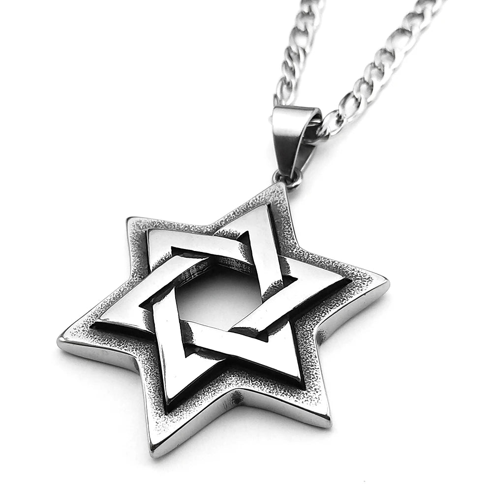 Jewish Star of David Pendant Necklace — Stainless Steel