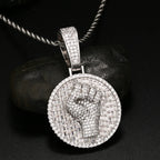 Trendy Round Zircon Copper Pendant Necklace for Men Fine Hip Hop Jewelry Pendant with Rope Chains