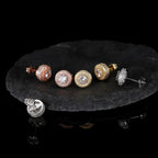 Iced Out Round CZ Stud Earrings Stainless Steel