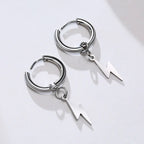 Lightning Bolt Huggie Earrings — Silver