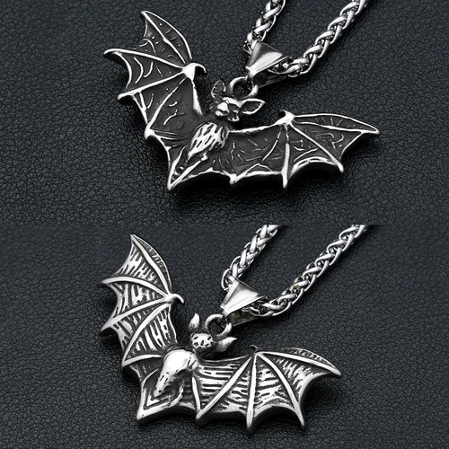 Gothic Bat Stainless Steel Pendant Necklace