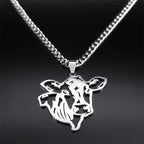 Cow Head Hollow Pendant — Silver Stainless