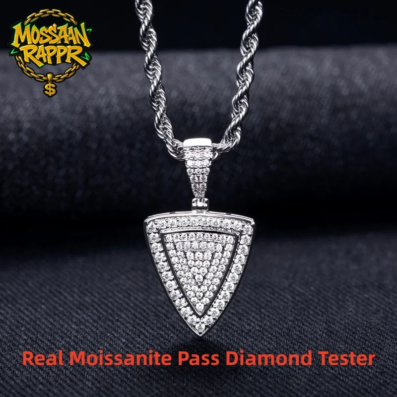 Iced Out Triangle Pendant — 14K Gold