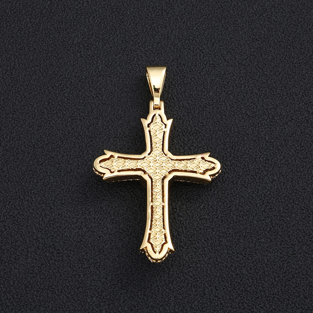Iced Out Jesus Crucifix Pendant Necklace Chain Set — Two-Tone