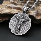 Vintage Gothic Stainless Steel Catholic Jesus Pendant Necklace Fashion Punk Cross Amulet Necklaces For Men Religion