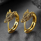 Dragon Head Hoop Earrings for Men — Stainless Steel