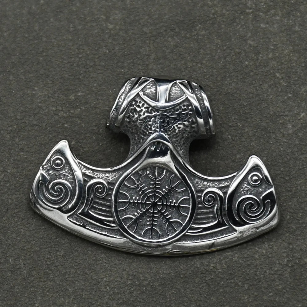 Stainless steel Nordic Rune Thor\'s Hammer Pendant Odin Celts Valknut Thors axe Necklace Men's Amulet Jewelry