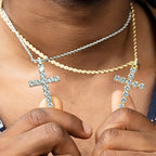 Iced Out CZ Cross Choker Pendant — SS