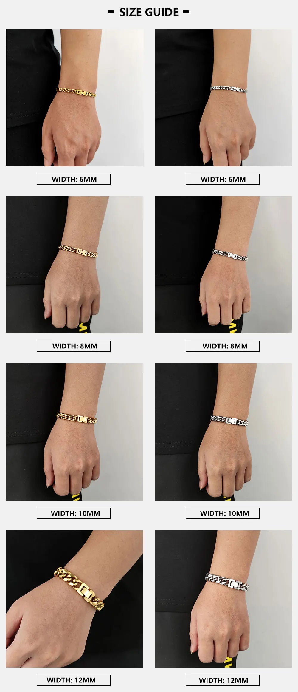 Black Cuban Chain Bracelet Stainless Steel Miami