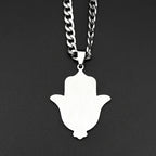 Hamsa Evil Eye Pendant Necklace — Silver