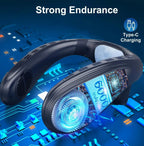 New Portable Neck Fan 5200mAh Neck Air Conditioner Rechargeable Semiconductor Cooling Fan Outdoor Personal Fan Wearable