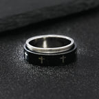 Cross Steel Ring 316L Rotating Style Finger