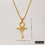 New Egypt Black Big Ankh Cross Pendant Necklace For Women Men Silver Plated Key of Life Stainless Steel Egyptian Jewelry