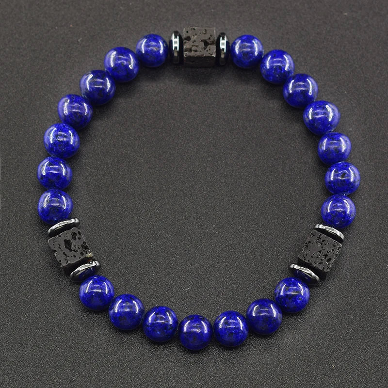 Retro Black Block Volcanic Bracelets Men Women Frosted Onyx Lava Beads Jewelry Yoga Meditation Birthday Gift Wholesales