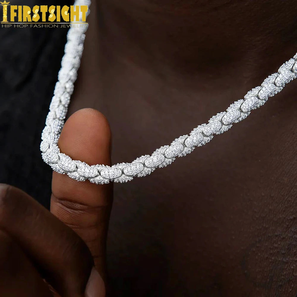 Iced Out Bling Zircon Pave Reptile Snake Chain CZ Miami Box Clasp Cuban Link Chain Necklace Hip Hop Fashion Men Jewelry
