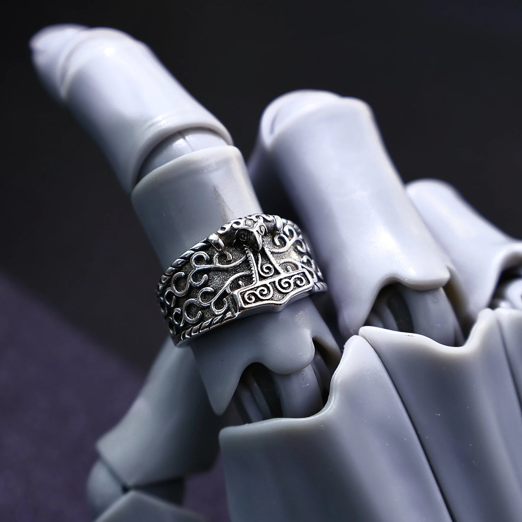 Viking Anchor Open Ring, Silver-Tone — Copper Alloy