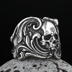 Wholesale Price Retro 316L Stainless Steel Rings Punk Rock Exaggerated Steampunk Skull Ring Gothic Fashion Jewelry