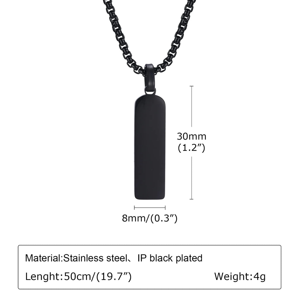 Vnox Stainless Steel Vertical Bar Necklaces for Men Boys, Black Simple Metal Pillar Pendant, Casual Neck Collar