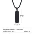 Vnox Stainless Steel Vertical Bar Necklaces for Men Boys, Black Simple Metal Pillar Pendant, Casual Neck Collar