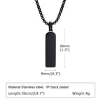 Vnox Stainless Steel Vertical Bar Necklaces for Men Boys, Black Simple Metal Pillar Pendant, Casual Neck Collar