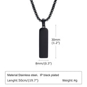 Black Vertical Bar Pendant Necklace — Stainless Steel