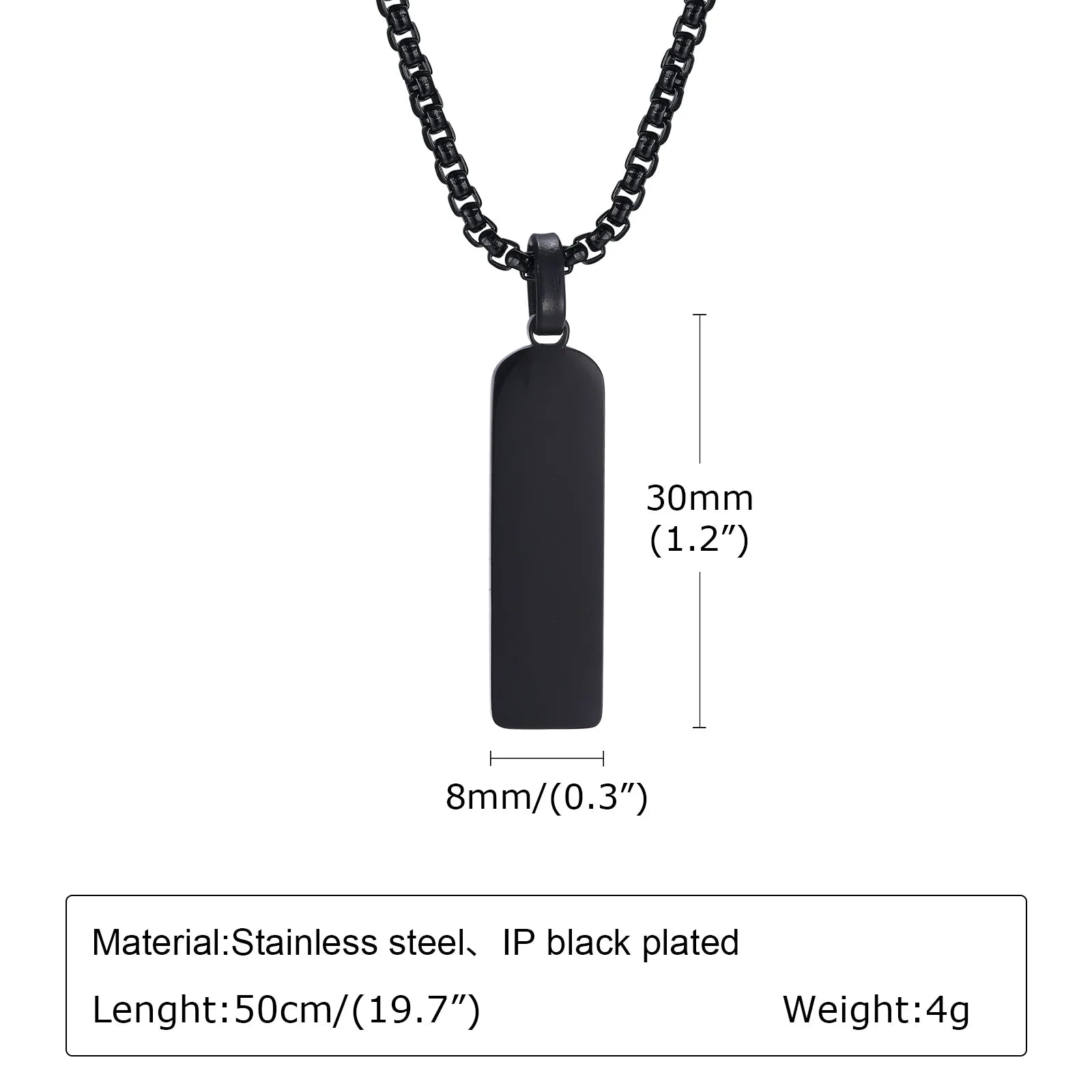 Vnox Stainless Steel Vertical Bar Necklaces for Men Boys, Black Simple Metal Pillar Pendant, Casual Neck Collar