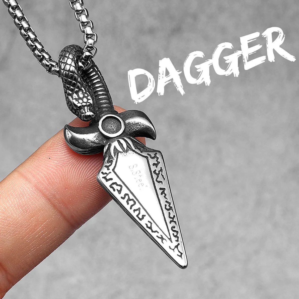 Snake Dagger Pendant — Stainless Steel