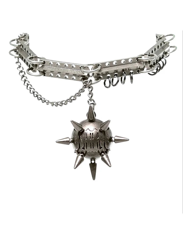 Alternative Copper Skull Thorn Choker - Jewelry Accessories for Women and Men, Spiked Pendant Necklace, Bold Unisex