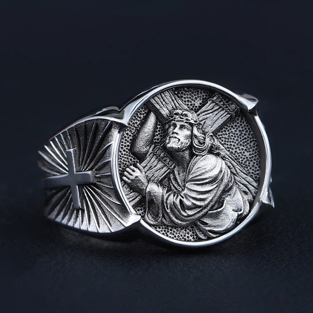 Cross Jesus Ring — 925 Silver