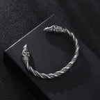 Norse Viking Viking Cuff Bangle Bracelets for Men Boyfriend, Retro Silver Color Stainless Steel Twisted Rope Wristband