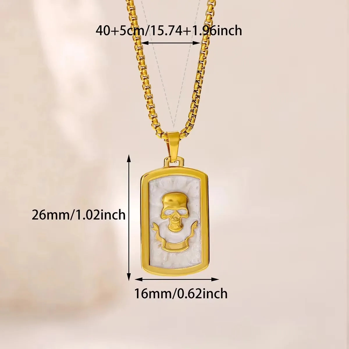 Skull Pendant Necklace — Gold Stainless Steel