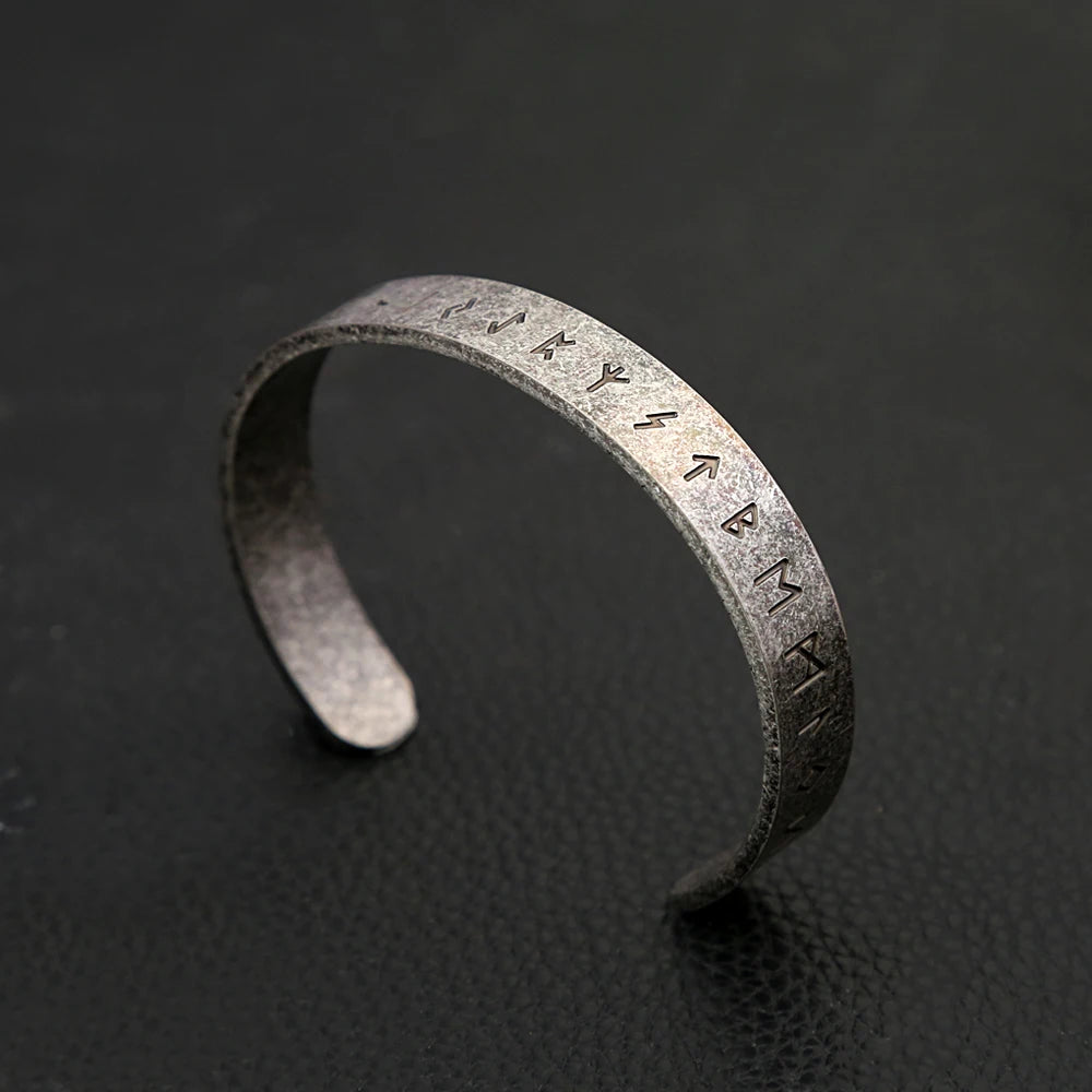Viking Rune Open Bracelet — 316L Stainless Steel