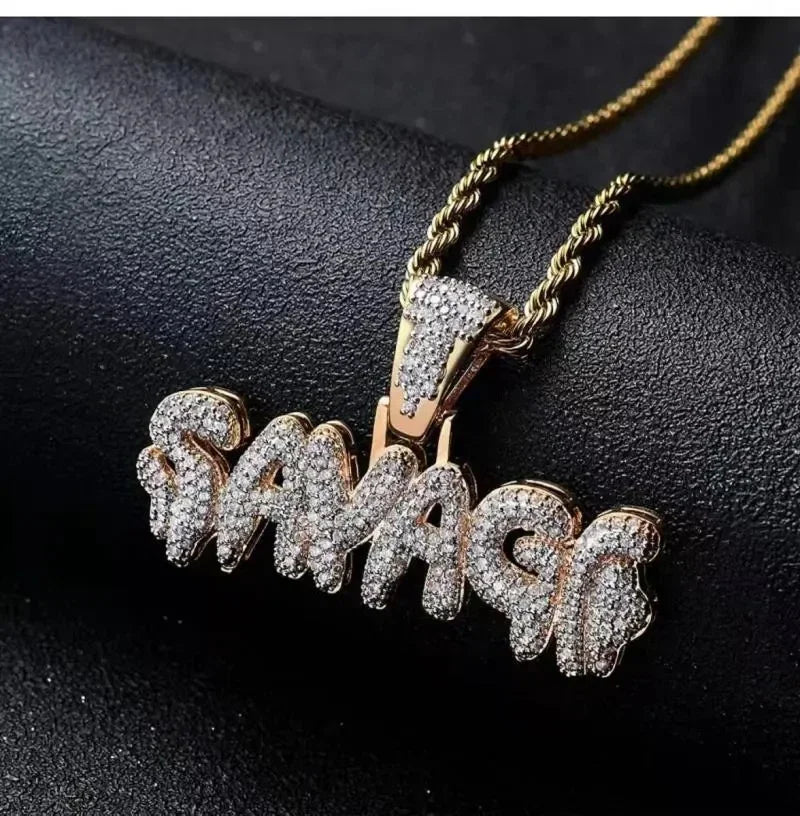 Crystal Pistol Pendant Necklace — Iced Out Two-Tone Street Chain