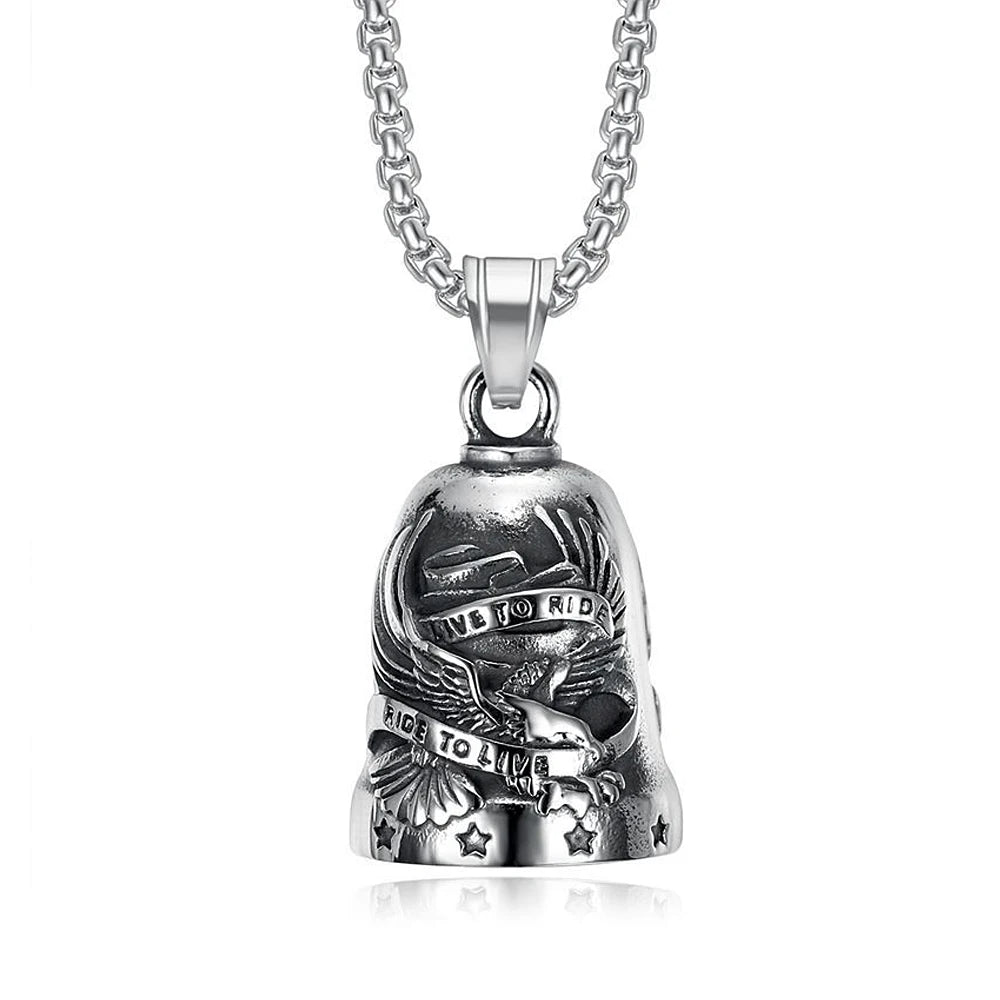 Gothic Lion Head Bell Pendant — Stainless Steel