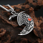 Dragon Stone Moon Pendant — Stainless Steel
