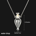 Openable Water Drop Heart Steel Chain Perfume Vial Necklace Wishing Bottle Pendant Essential Oil Diffuser Memorial Jewelry Gifts